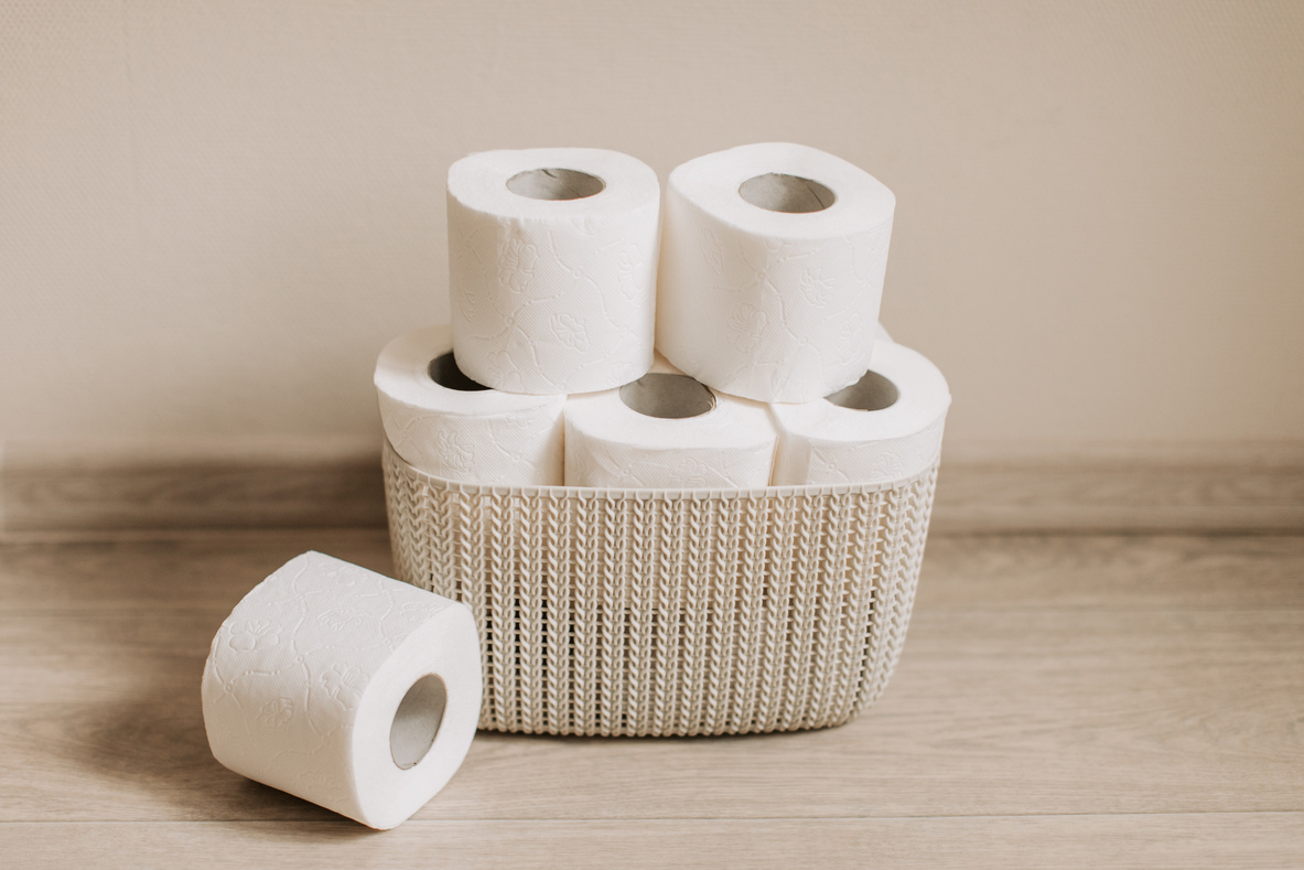 Toilet Paper Rolls on Basket