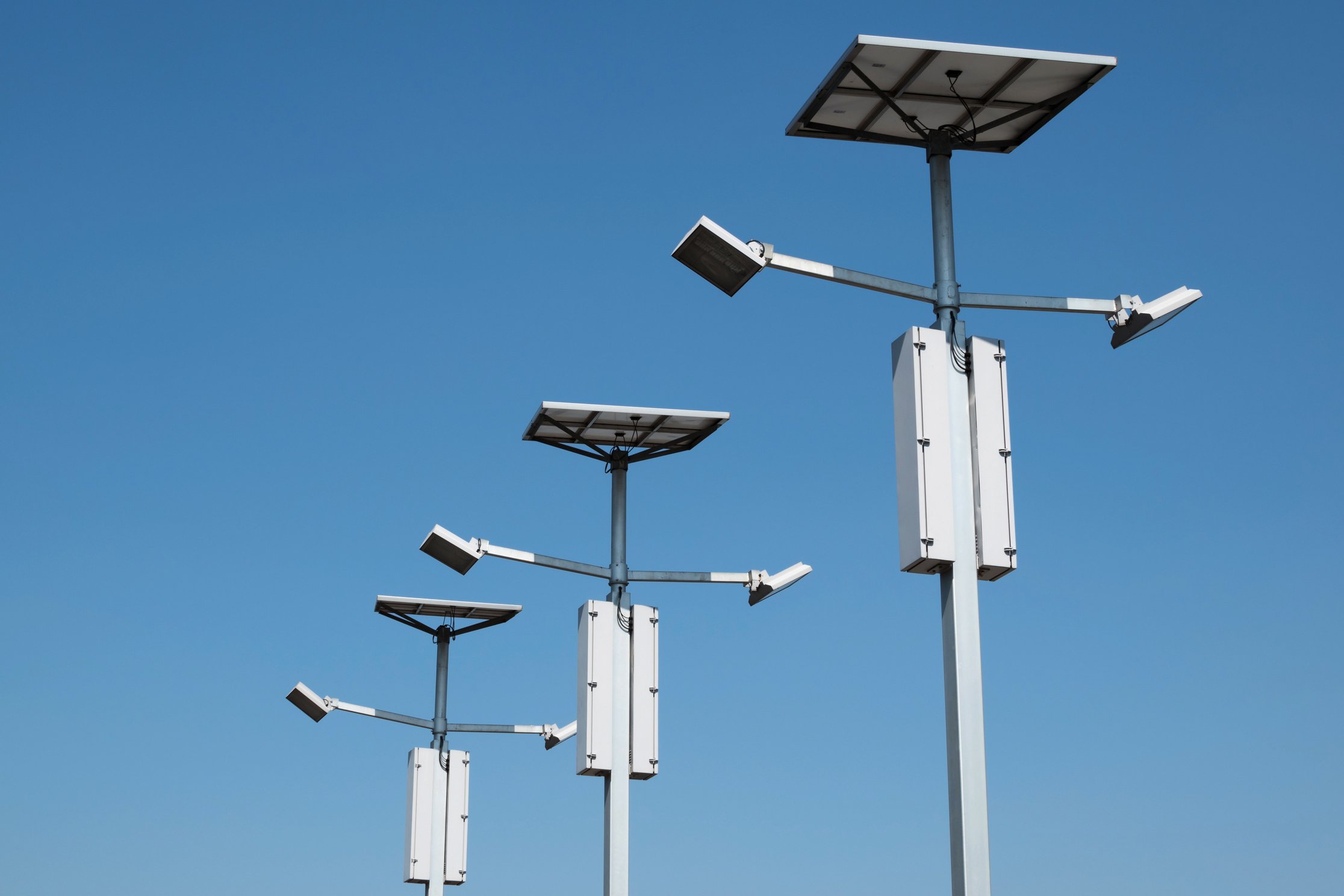 Street light pole with solar pannel